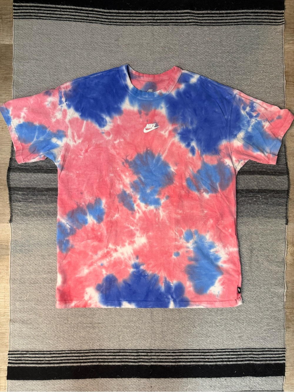Nike Tie-Dye Crew Tee in Pink, Blue & White